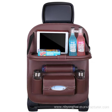 Car seat backrest folding table storage